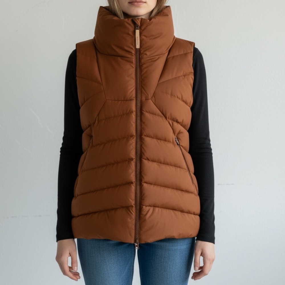 Copper Brown Puffer Vest with Zip Pockets